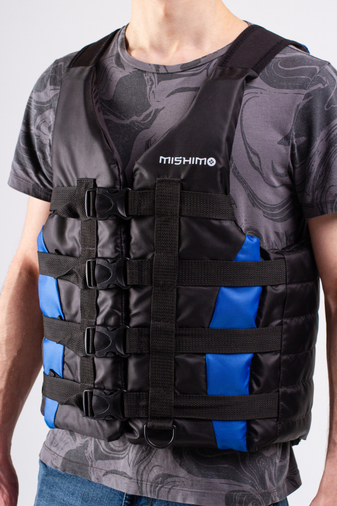 Жилет спасательный MISHIMO PRO Премиум качества Черно-синий в Новочебоксарске