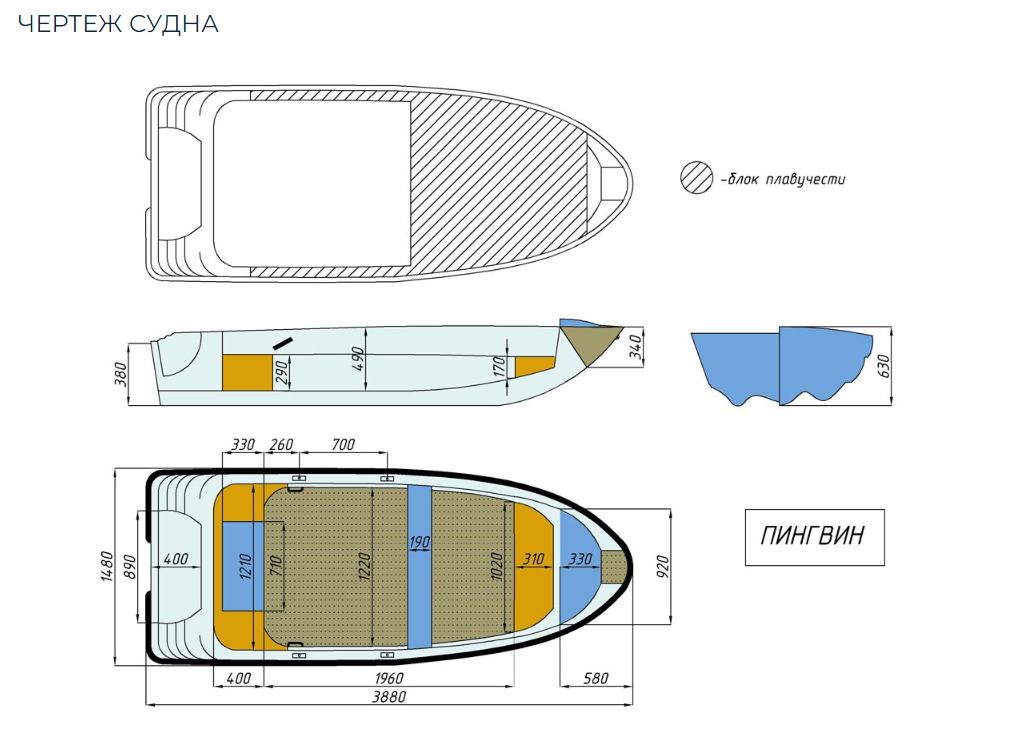 Стеклопластиковая лодка Пингвин (тримаран) в Новочебоксарске