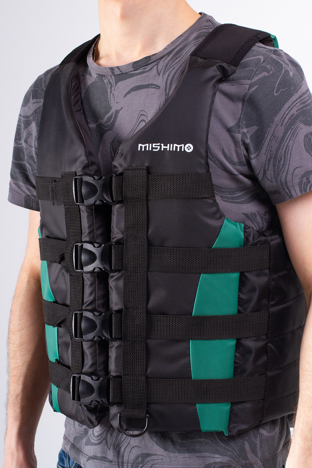 Жилет спасательный MISHIMO PRO Премиум качества Черно-зеленый в Новочебоксарске