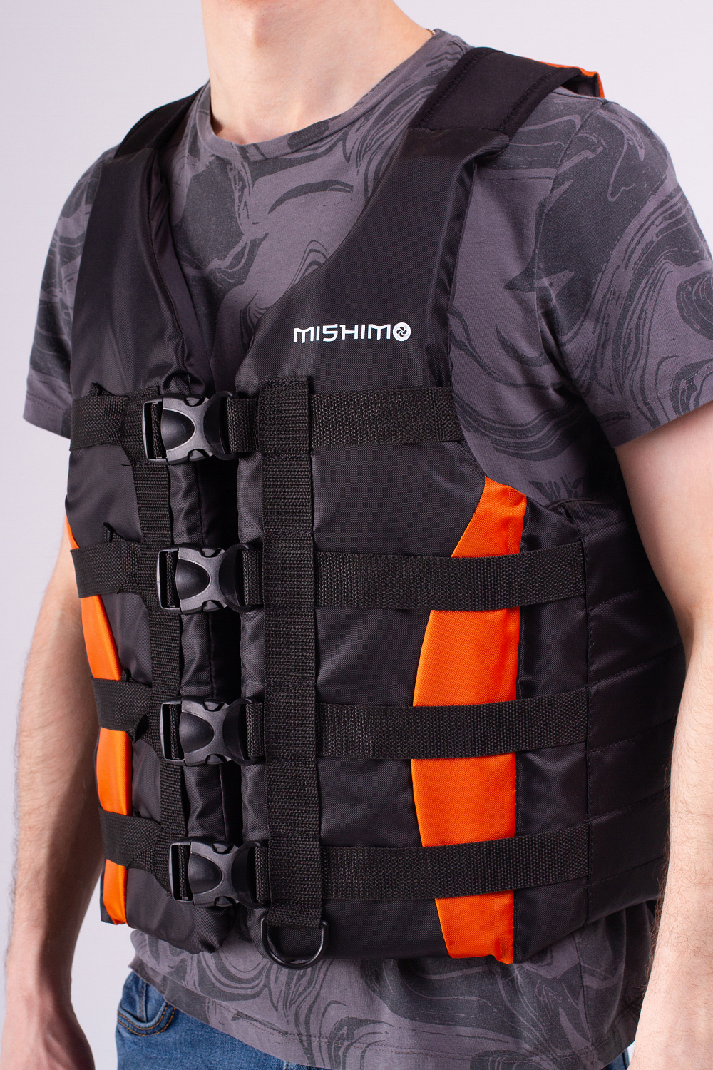 Жилет спасательный MISHIMO PRO Премиум качества Черно-оранжевый в Новочебоксарске