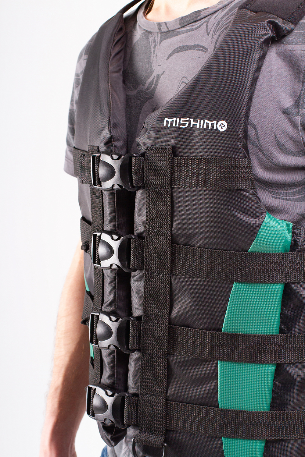 Жилет спасательный MISHIMO PRO Премиум качества Черно-зеленый в Новочебоксарске