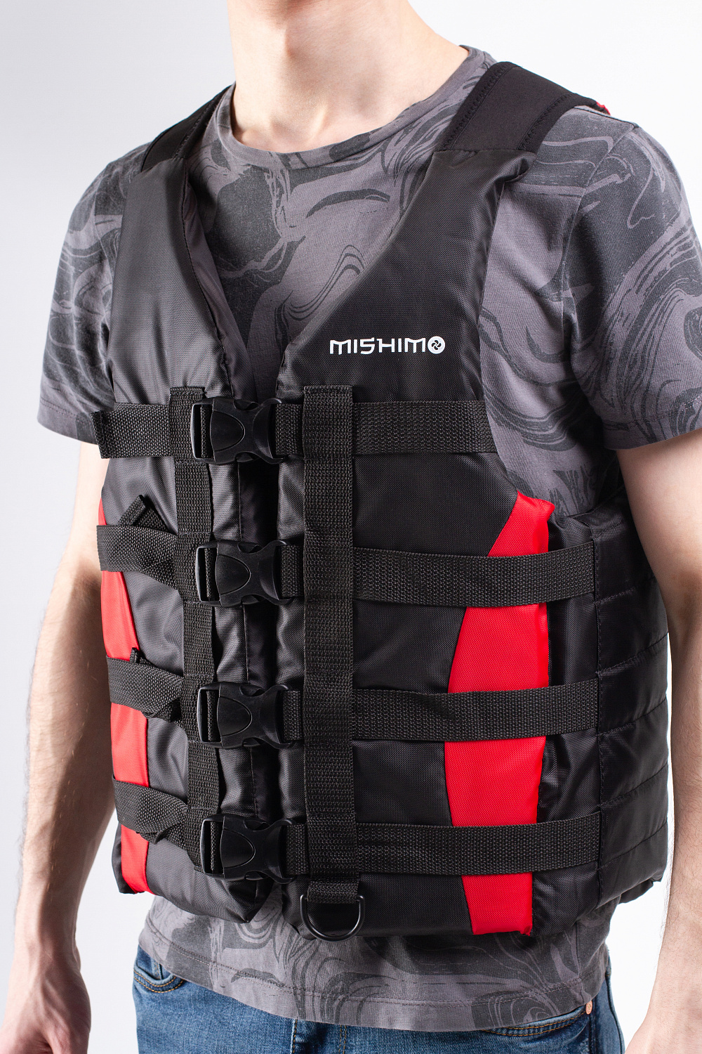 Жилет спасательный MISHIMO PRO Премиум качества Черно-красный в Новочебоксарске